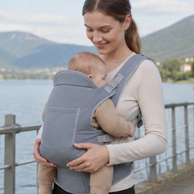 Maman mets bébé dans Porte-bébé respire l air fraiche