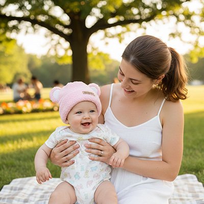 Pique nique avec maman enfant porte Bonnet bebe