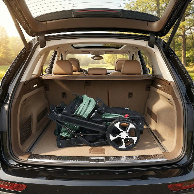 poussette jumeaux pliable dans le coffre