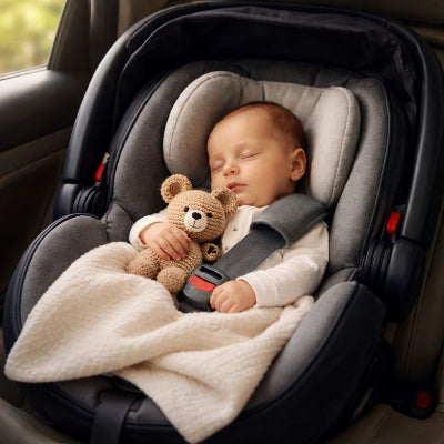 Bebe endormi avec son doudou bebe