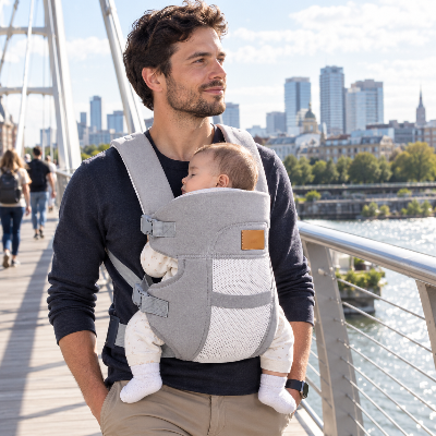 Légereté avec porte bébé ergonomique ventral de luxe