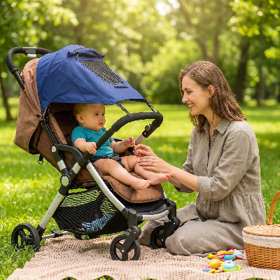 Maman a cote pare soleil poussette pour bebe