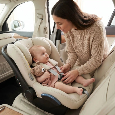 Maman attache bebe qui porte son doudou