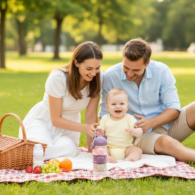 Maman-papa-bebe-avec-boite-doseuse-lait-bebe