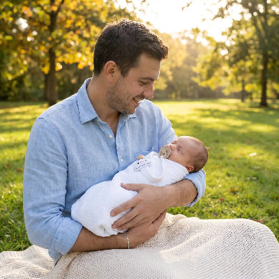 Papa porte bebe avec attache tetine bebe