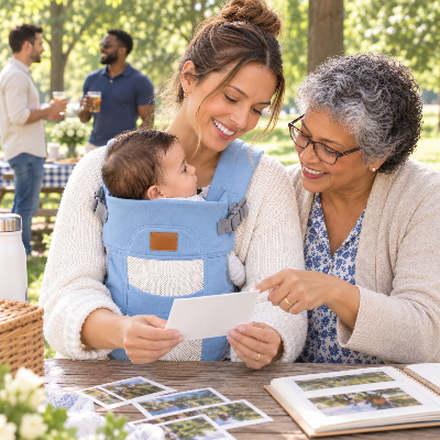 Porte bébé ergonomique 2 ans pique nique familial
