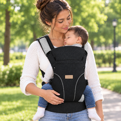 Porte bébé ergonomique Tendresse au parc avec porte bébé