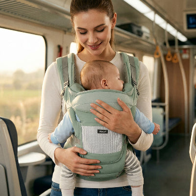 Porte bébé physiologique hanche bébé blotti contre maman
