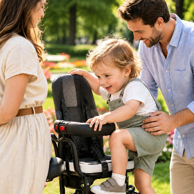 Porte bebe velo velo tout terrain pratique petit garçon grimpe tout seul