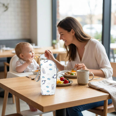 Porte biberon pour bebe sur la table du restaurant
