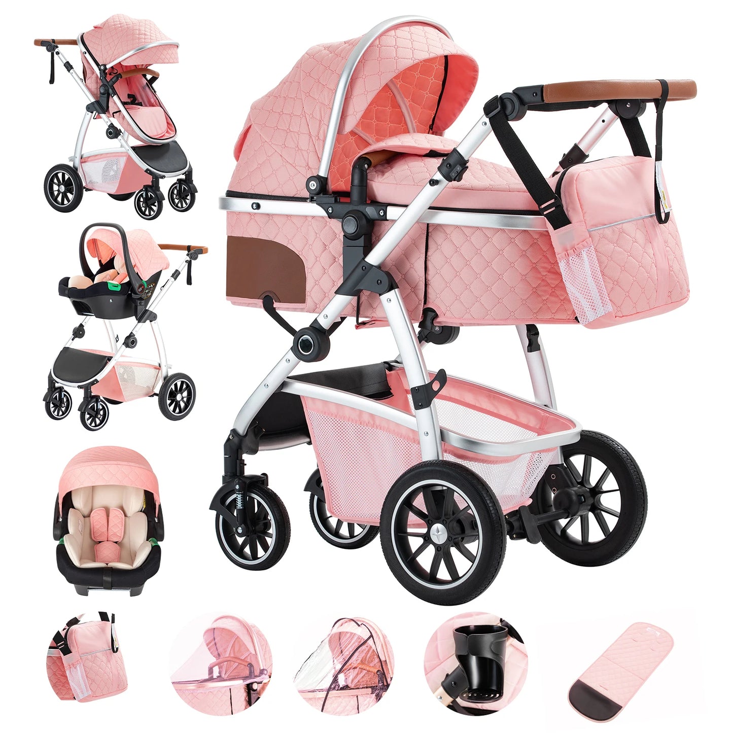 Poussette 3 en 1 | Pliable Système de voyage complet