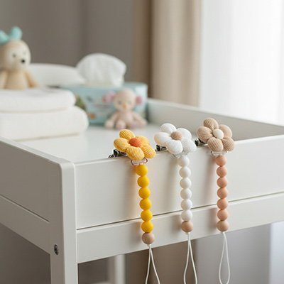 Attache tetine instalé sur la table