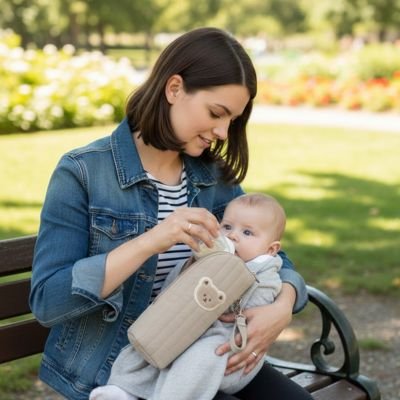 Avec Porte biberon isotherme bébé boit son lait sereinement