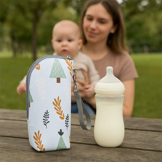 Beaba Porte biberon placer sur une table au parc