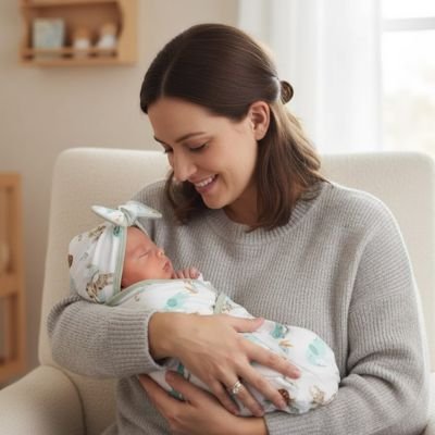 Bebe dans Couverture d emmaillotage bercer par maman