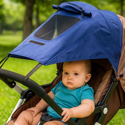 Bebe profite de sa Pare soleil pour poussette​ 