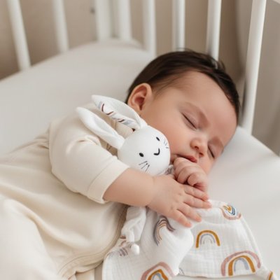 Bébé s endort facilement avec Doudou lapin 