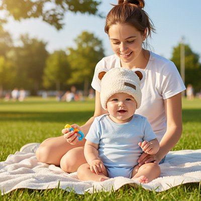 Bonnet bebe petite tete protege en pique nique