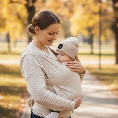 Bonnet pour bebe automne chaud avec maman