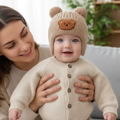 Bonnet pour bebe en laine chaud