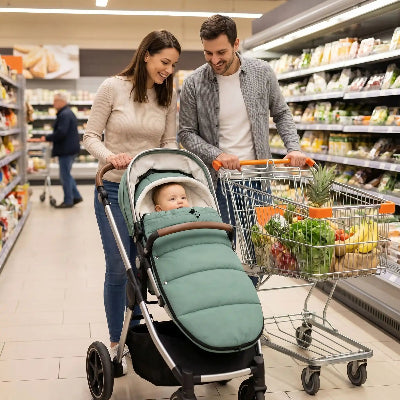 chanceliere universelle poussette papa maman au super marche