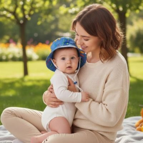 Chapeau bebe en motif dinausore