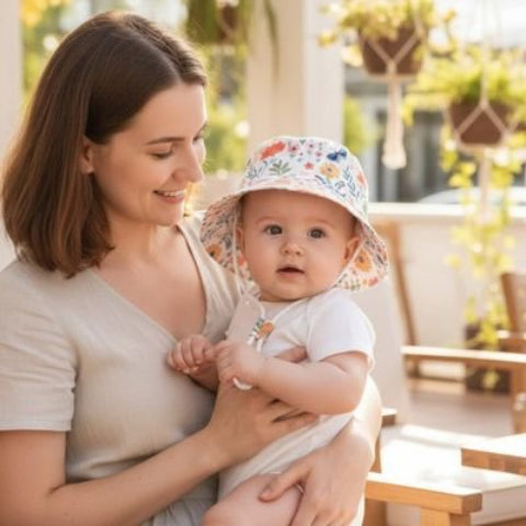 Chapeau bebe en motif fleur
