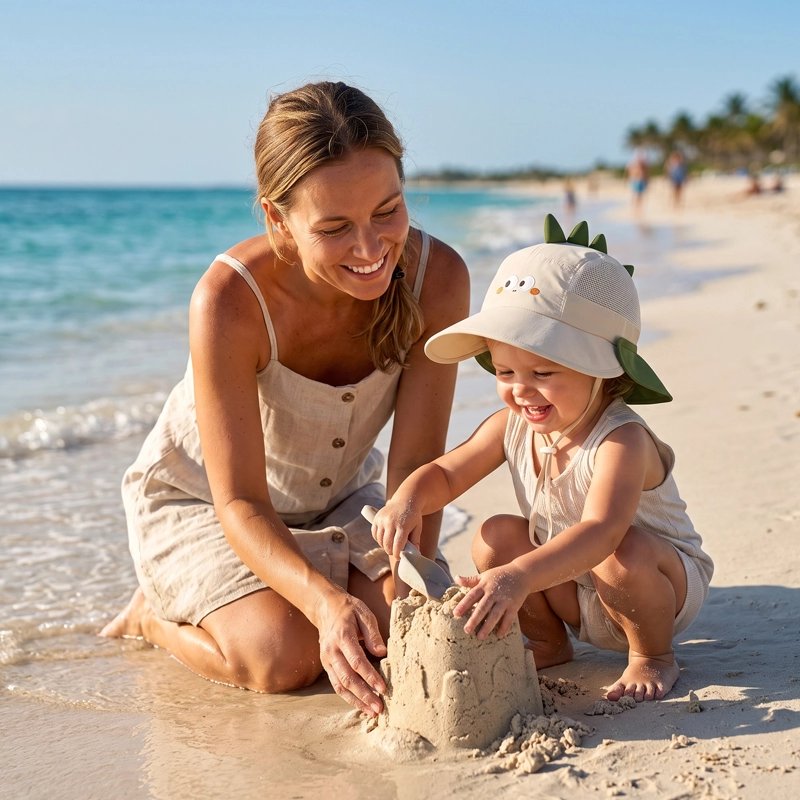 Chapeau bébé garçon au plage