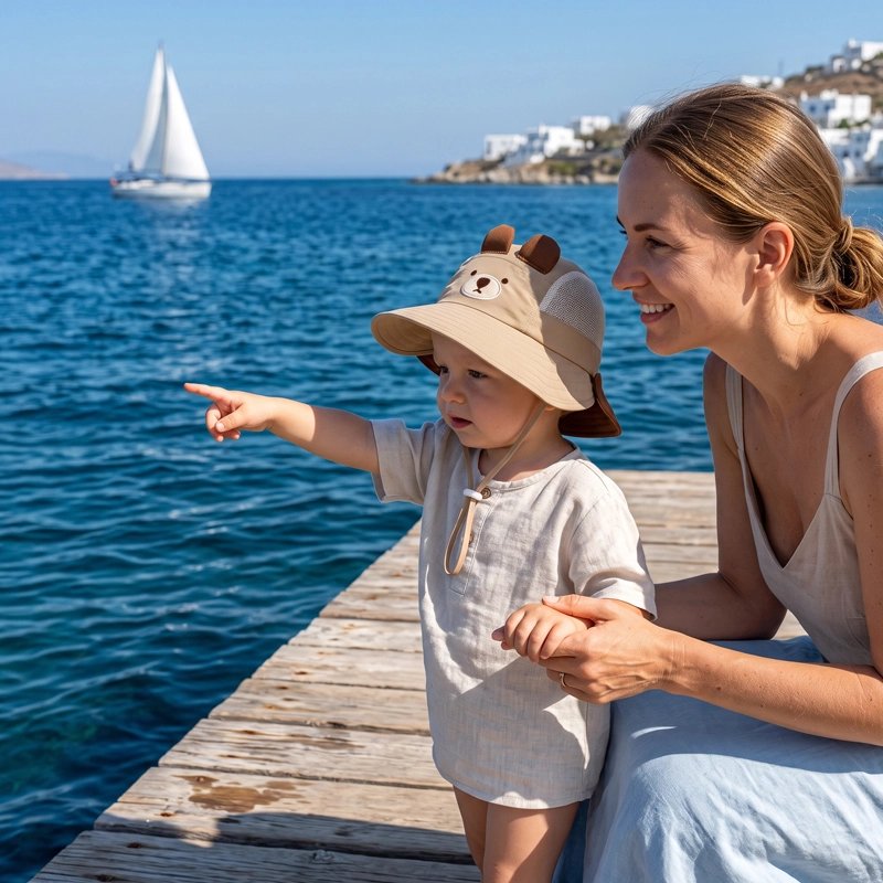 Chapeau bébé garçon sur la mère