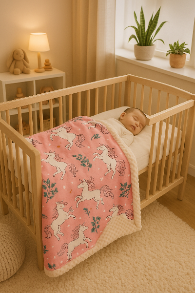 couverture bebe fille dort dans son lit