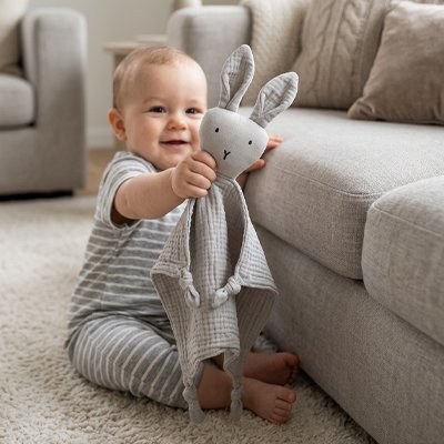 Doudou lapin bébé paisible