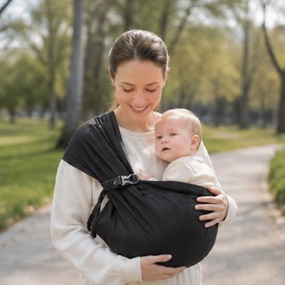 Écharpe de portage bébé maman sereins