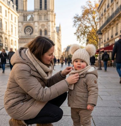 Maman ajuste l echarpe de bébé portant Bonnet bebe