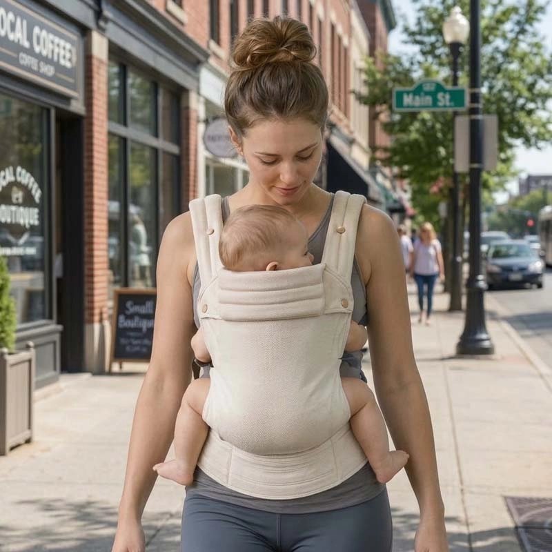 Maman bébé heureux avec Porte bébé physiologique 