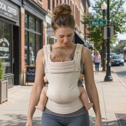Maman bébé heureux avec Porte bébé physiologique 