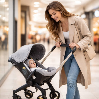 maman bebe poussette pratique pour les sorties
