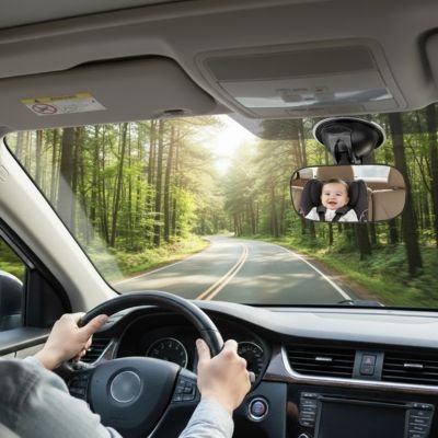 Maman observe dans Miroir voiture bébé
