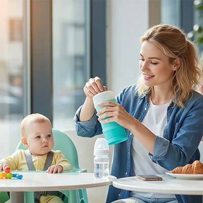 Maman ouvre Boite doseuse lait 