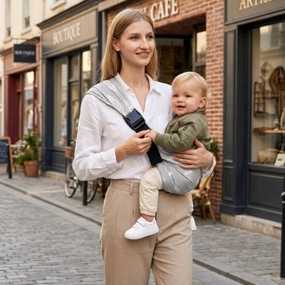Maman Porte bébé physio se promenent 