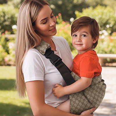 Maman porte son garçon dans Écharpe de portage 