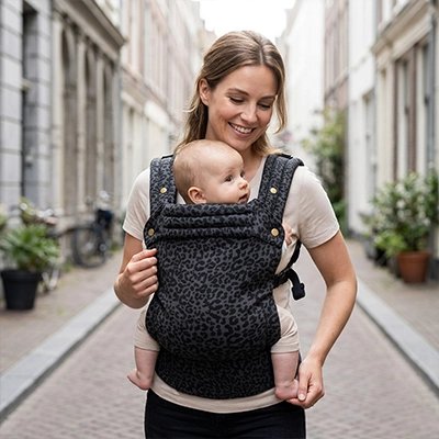 Maman promene avec bebe dans Porte bebe ergonomique