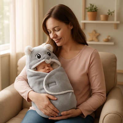 maman tenant nid d ange avec bebe