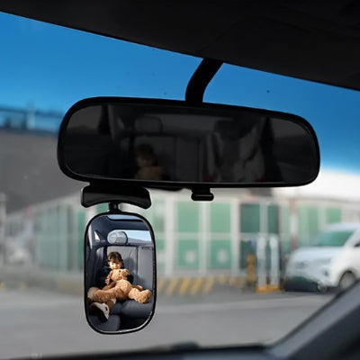 Miroir bebe voiture fille avec ours en peluche