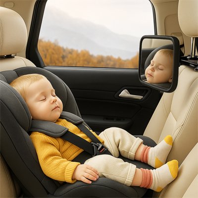 Miroir voiture bébé dort en sécurité