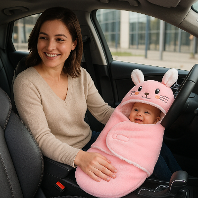 nid d ange en voiture avec maman