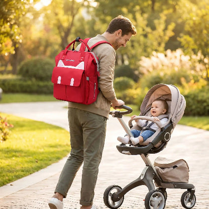 papa confortable avec sac a dos a langer