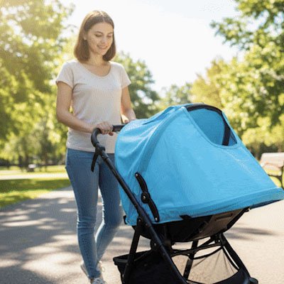 Pare soleil poussette​ bleu clair pour bebe