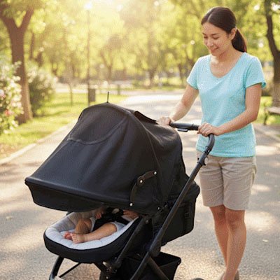 Pare soleil poussette​ universel protege bebe maman sereine