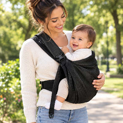 porte bebe en sling maman heureuse plus mal dos