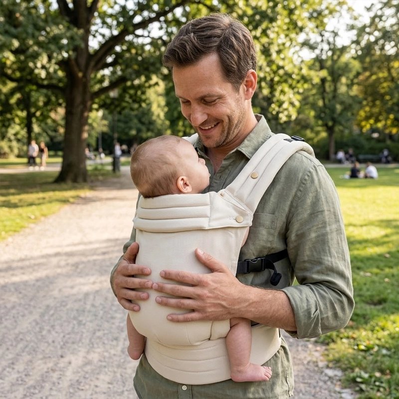 Porte bébé physiologique apporte bonheur a papa et bébé